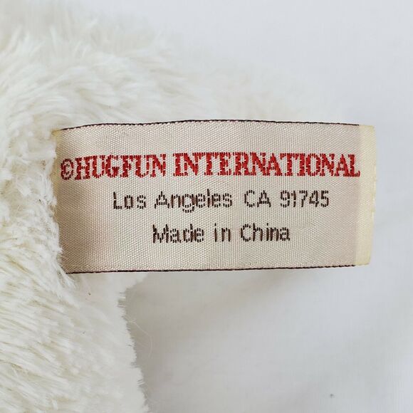 Hugfun Dog Plush 5.5" White Winter Hat Scarf Stuffed Animal Toy Plaid Puppy Gift - Picture 4 of 4